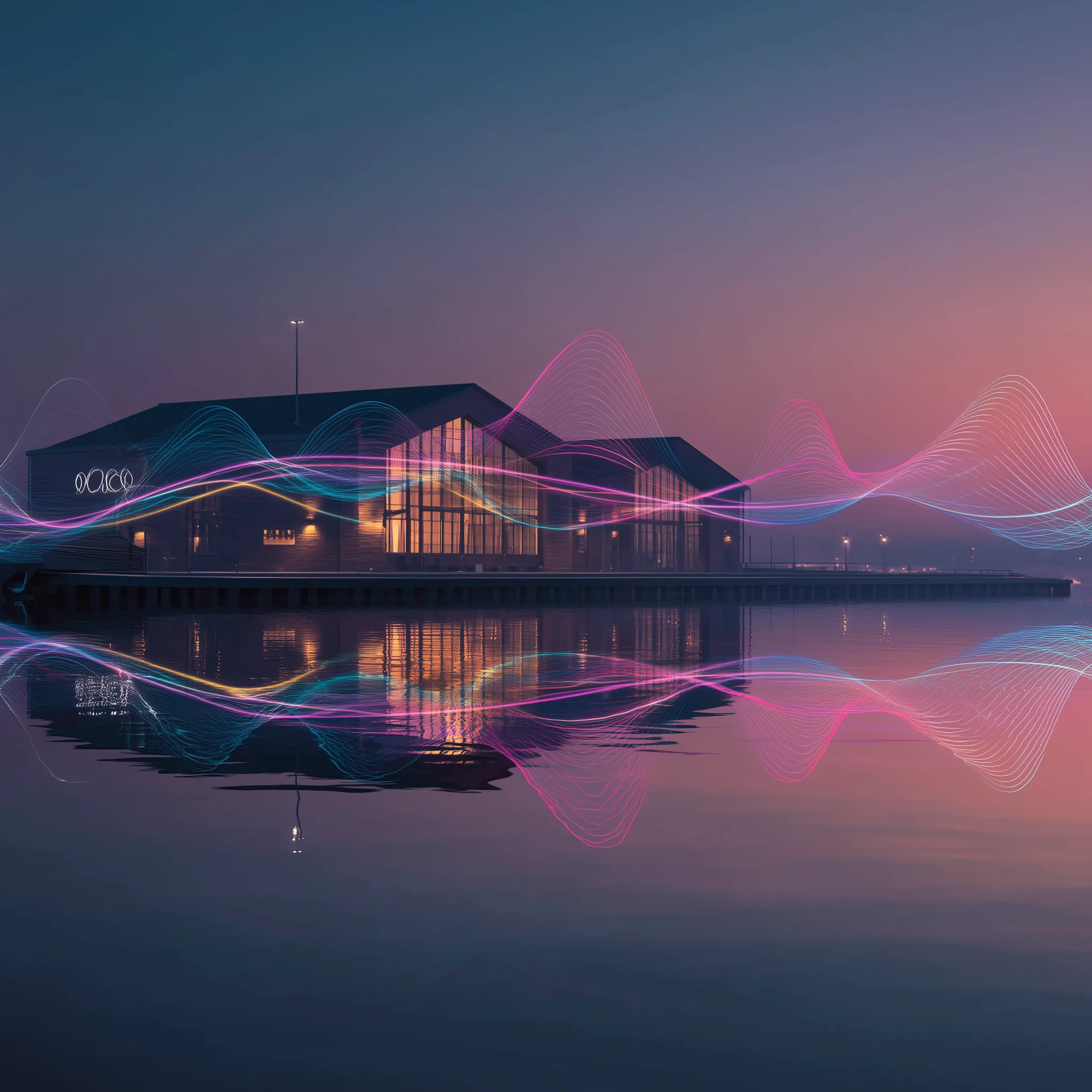 Marina Visual bei Abenddämmerung